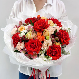 A STORM OF FIRE IN A GORGEOUS BOUQUET OF FRENCH ROSES