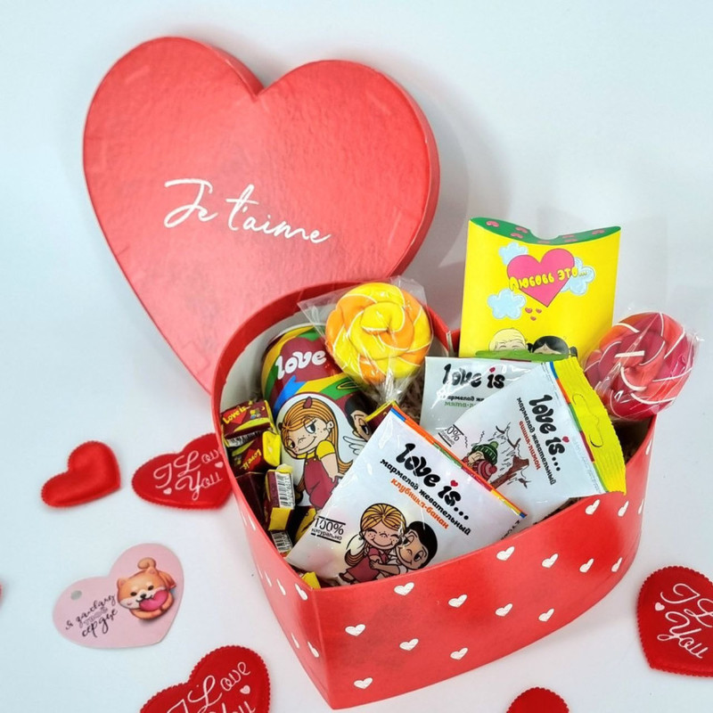 Подарок девушке на 14 февраля сладкое сердце валентинка, стандартный