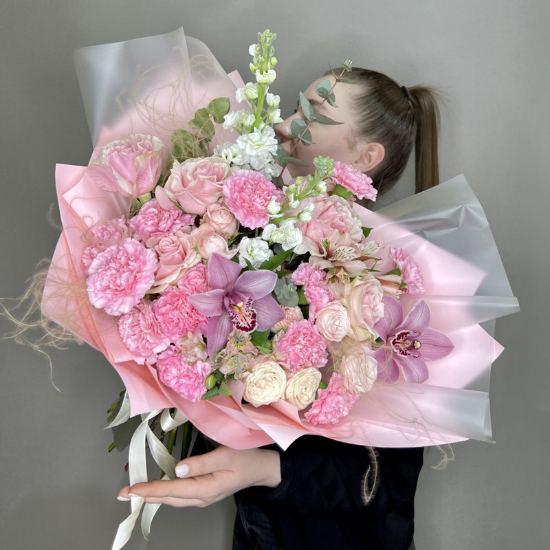 Marshmallow bouquet with peony roses, standart