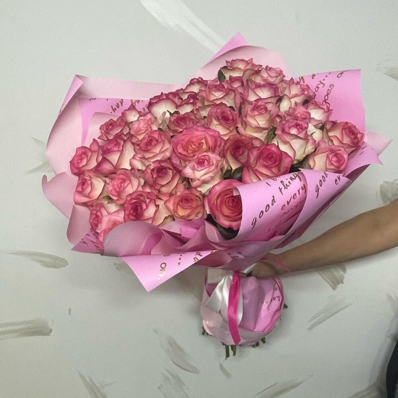 Bouquet of 37 bicolor roses 70cm, standart