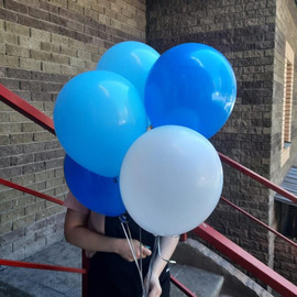 Blue mix balloons with helium 5 pcs