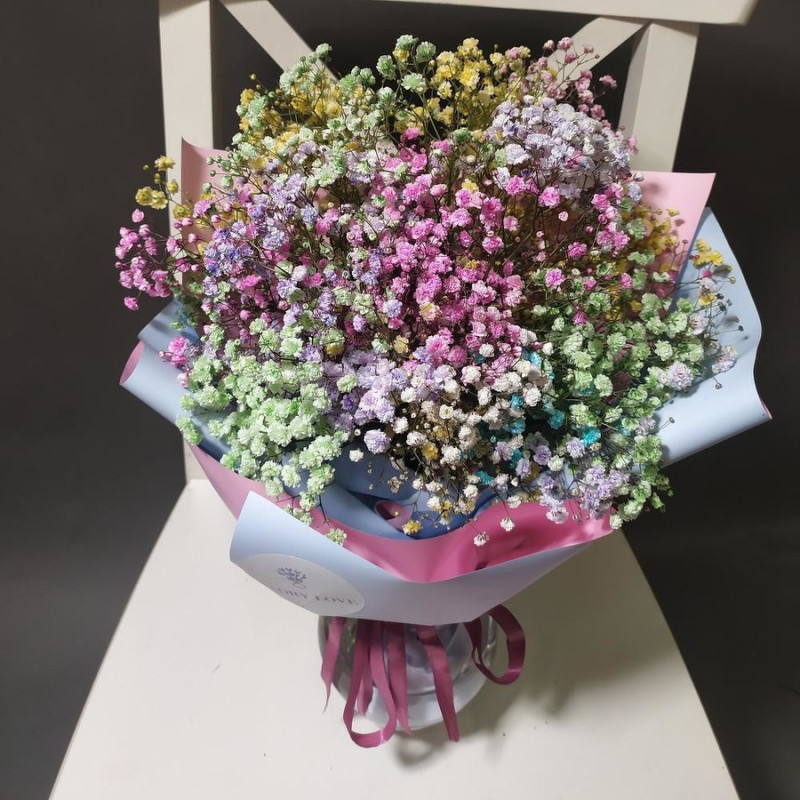 Bouquet of rainbow gypsophila "Sakura blossom", standart