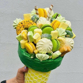 Bouquet of sweets in a cone
