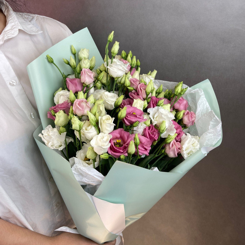 Bouquet with white and pink eustoma Mix, standart
