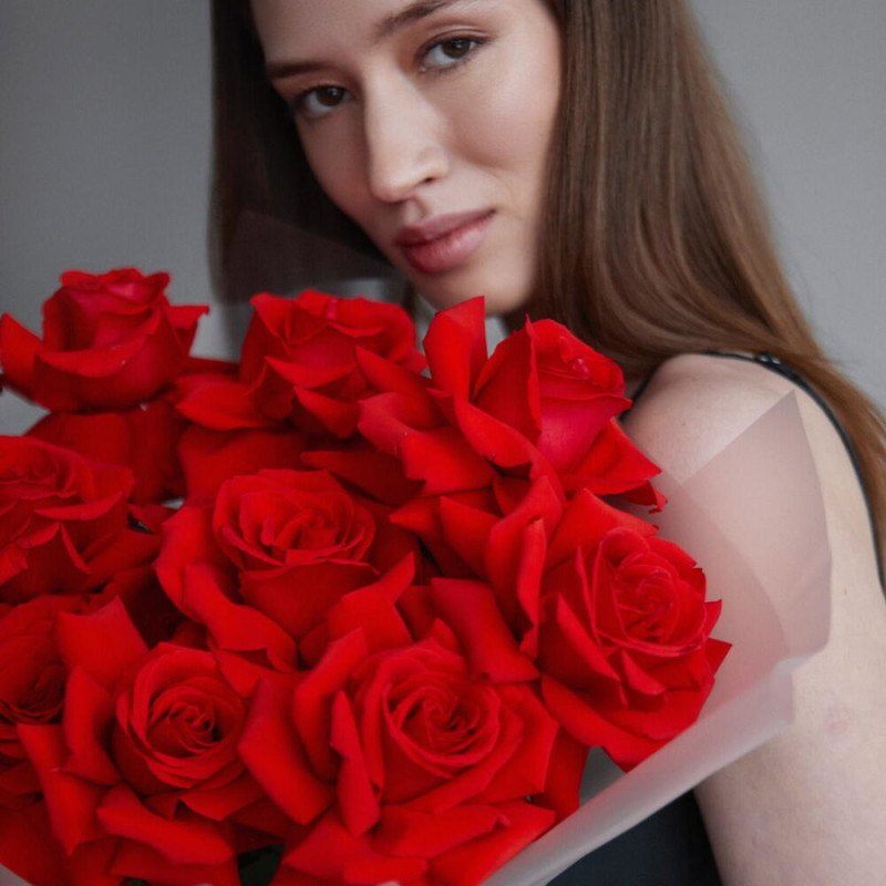 Bouquet of 9 red roses Nina 50 cm, standart