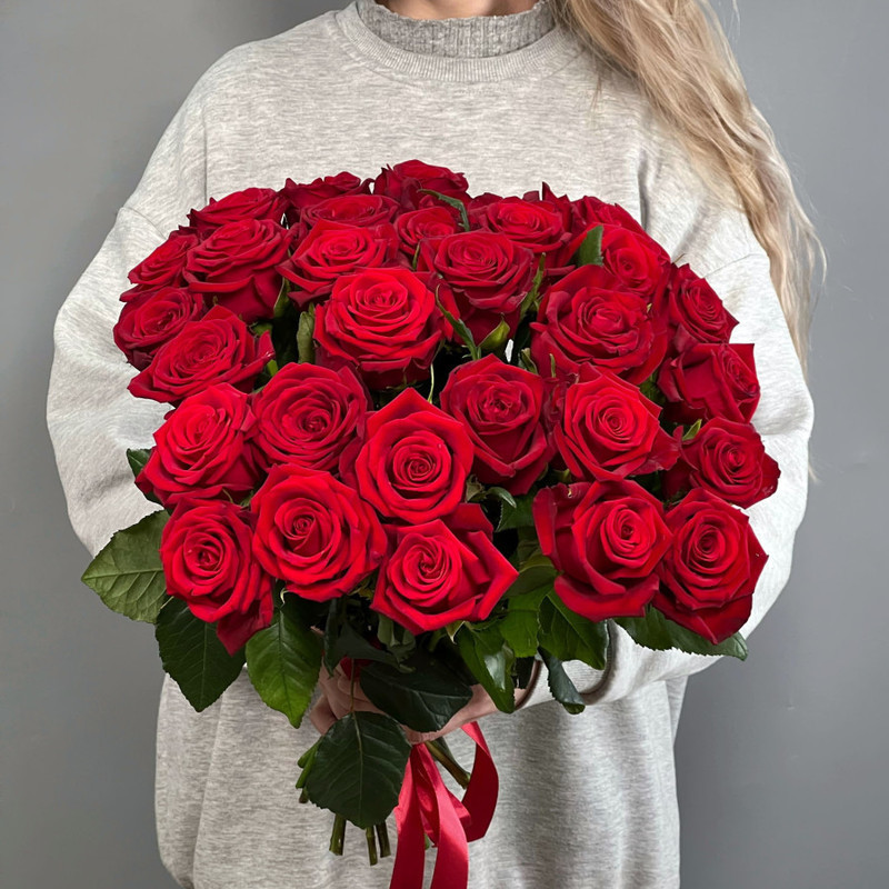 Монобукет из 31 красной розы, стандартный