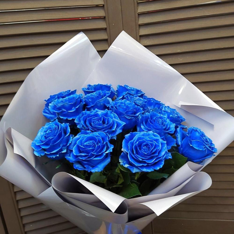 15 синих голландских роз, стандартный