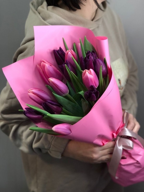 Букет  микс тюльпанов 15 шт, букет тюльпанов  микс 15 шт