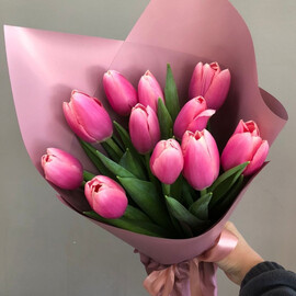 Букет розовых  тюльпанов 11 шт.