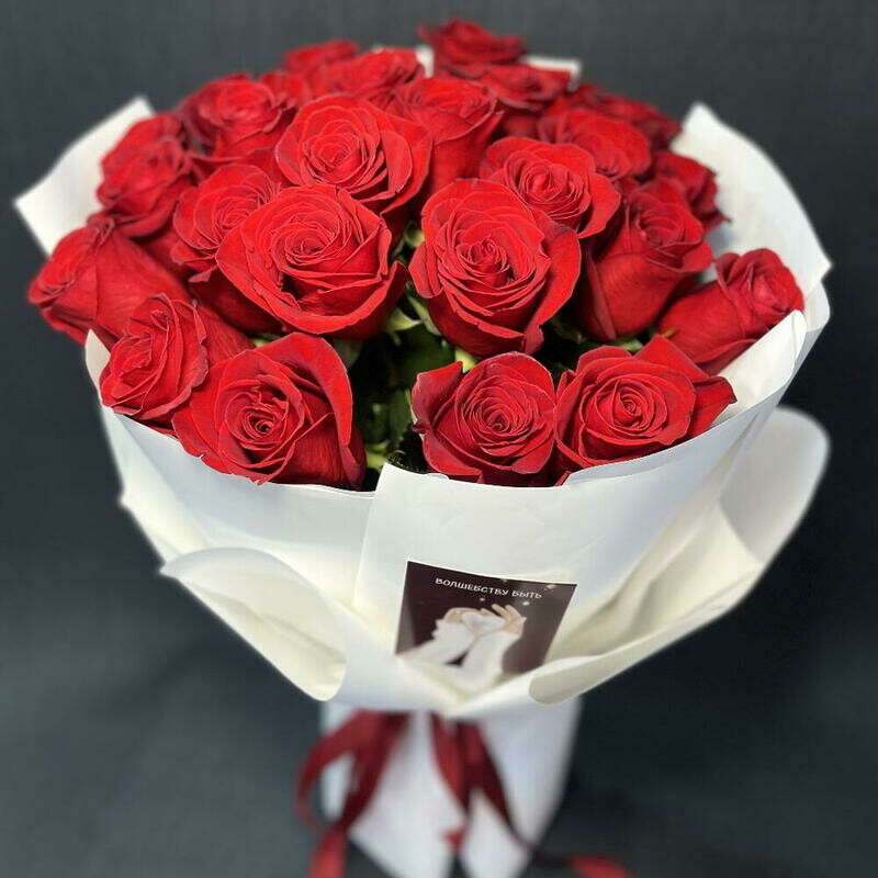 Volshebstvu bit_ Buket iz 25 krasnih roz  Krasnaya roza, premium