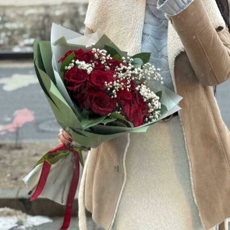 Огонь моих чувств Красная роза и гипсофила, огонь моих чувств красная роза и гипсофила