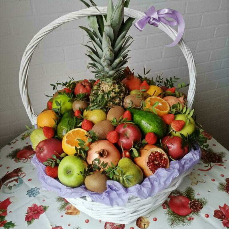 Подарочная большая корзина с фруктами Фруктовая корзина, премиум