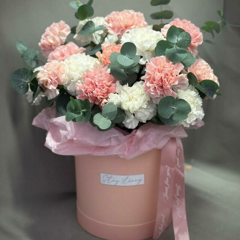 Облачко из диантусов Диантусы и эвкалипт, премиум