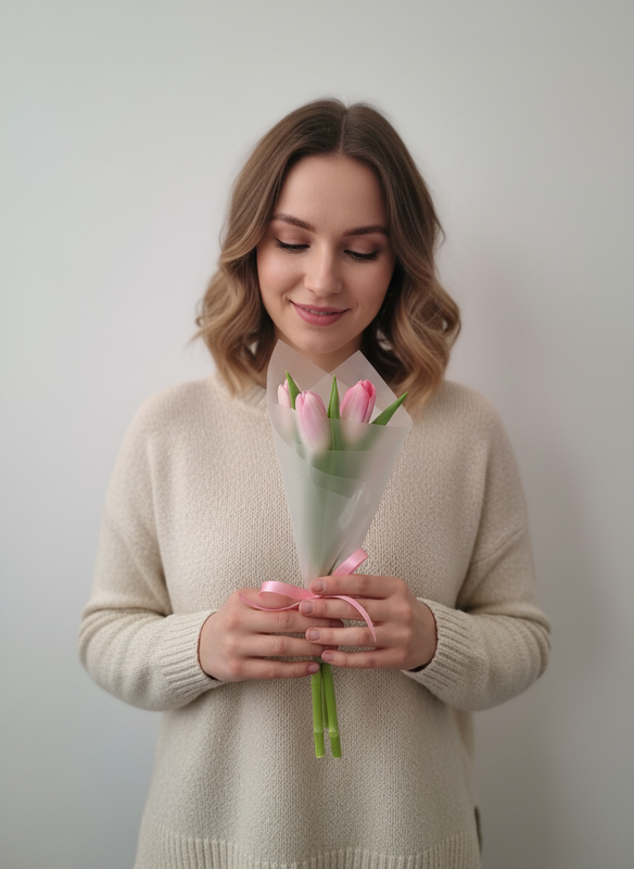 15 korporativnih buketov s tyul_panami na 8 MartaRozovie tyul_pani, koparativnij buket tyul_panov na 8 marta