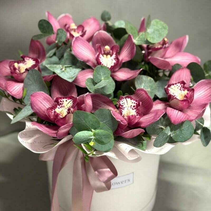 Розовая орхидея Шляпная коробка с орхидеями для Мамы, стандартный