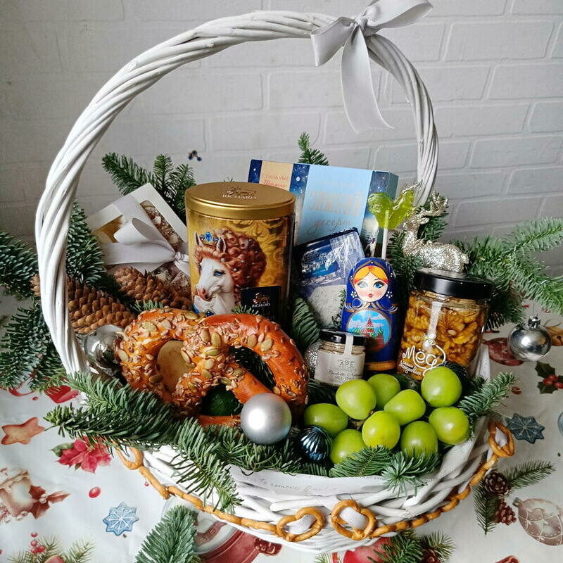 Подарочная корзина! Фруктовая корзина, Подарок на Новый Год Ёлка, премиум
