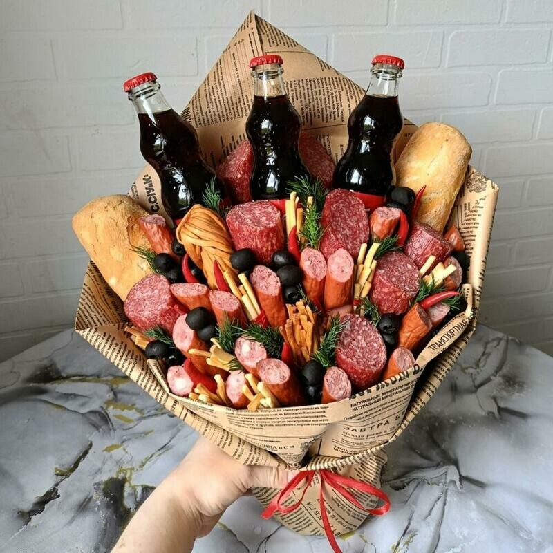 Kolbasno sirnij buket s koloj Muzhskoj buket, premium