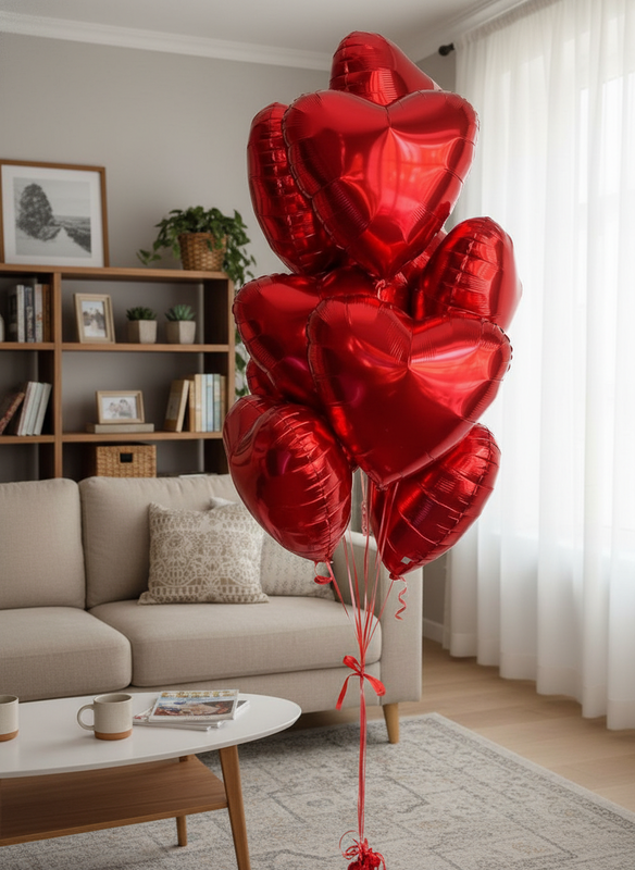 Фонтан из 11 Фольгированных сердец , стандартный