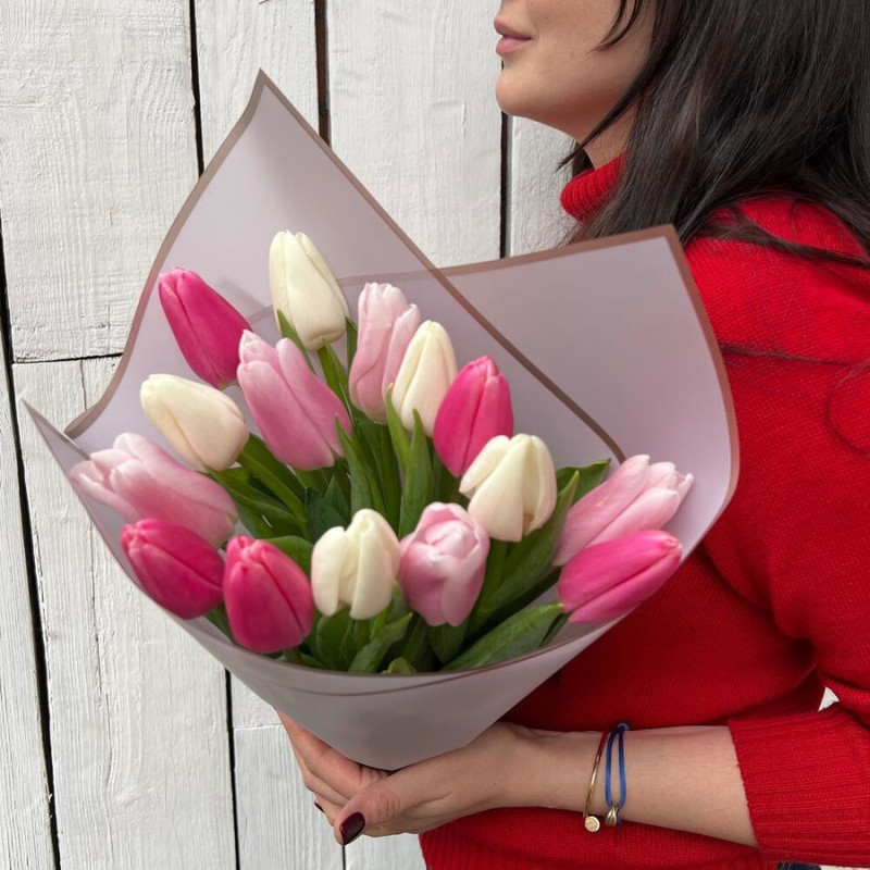 Тюльпан разноцветный нежный 15 штук, стандартный