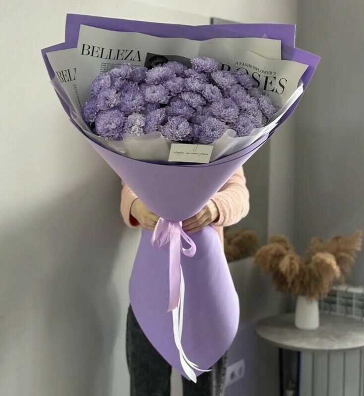 Buket gigant iz hrizantem lavanda, premium