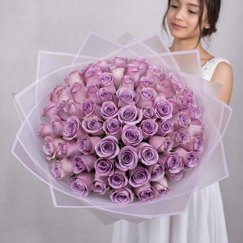 Букет 51 сиреневая роза, премиум