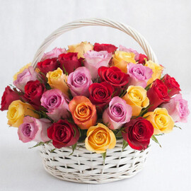 Корзина 51 роза микс