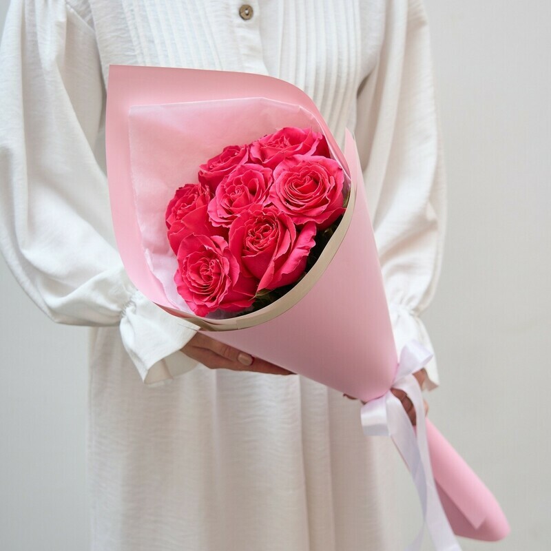 7 Розовых Роз Эквадор, 7 роз