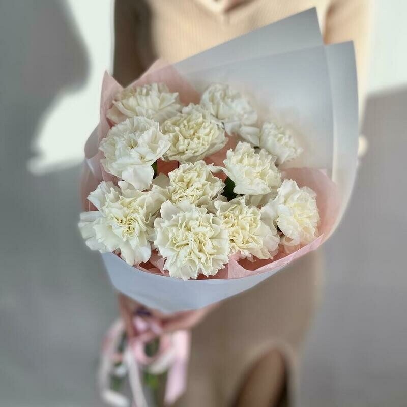Bouquet of 11 white dianthuses, standart