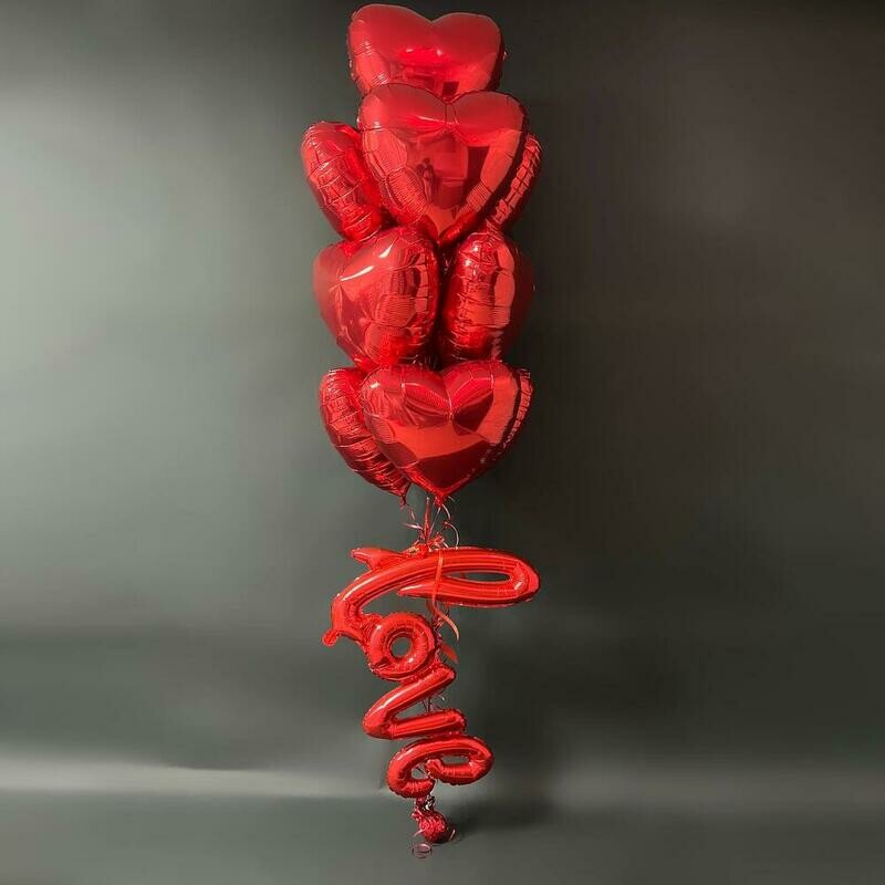 Fontan krasnih sharov serdetc s nadpis_yu love, standart