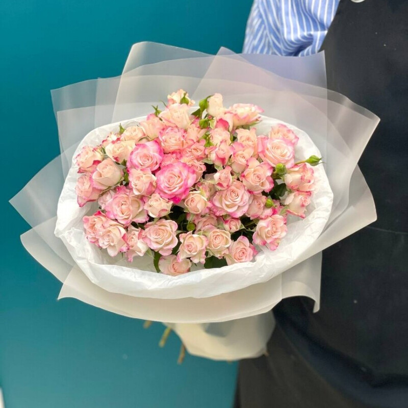 15 розовых кустовых роз, 15 розовых кустовых роз