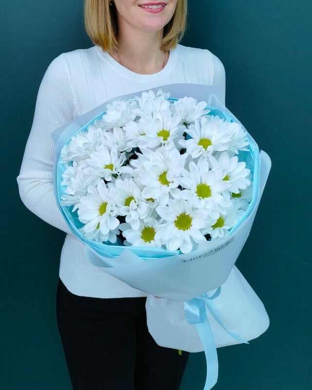  Хит продаж Кустовая хризантема"Ромашка",5 веток, хризантема ромашка 3шт