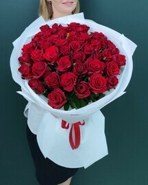 Красная роза 51шт Кения