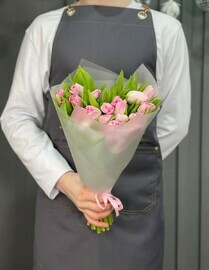 букет тюльпанов нежно-розовые 25шт