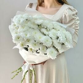 Букет пышных хризантем - «Белый лебедь» Арт. 018