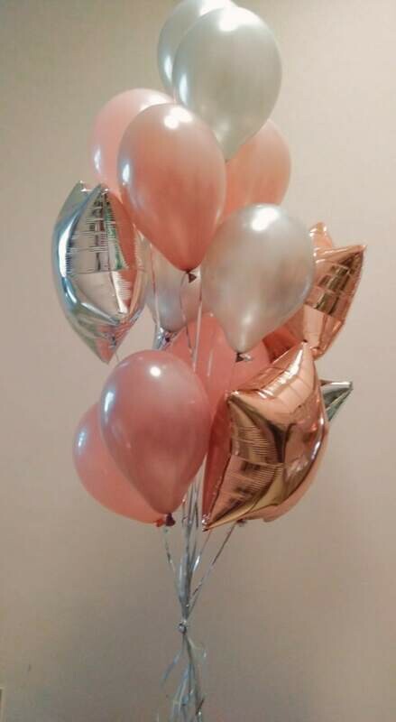 Связка шаров серебряно-пудровые, стандартный