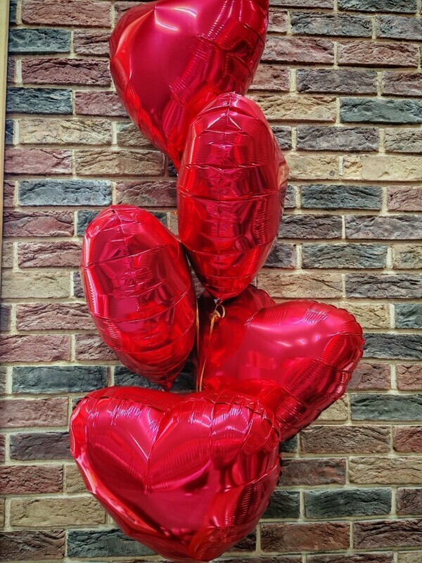 Связка из 5 шаров Сердце, стандартный
