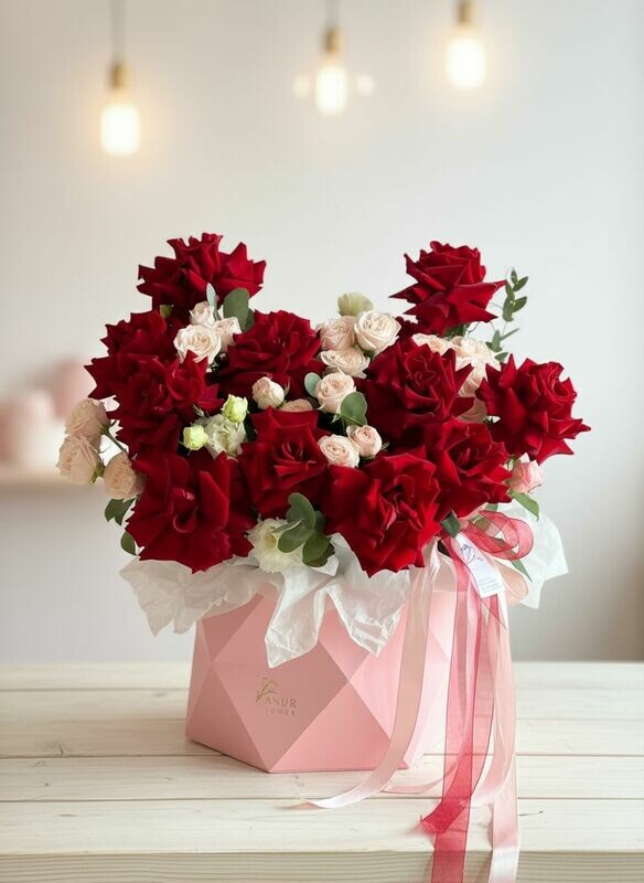 коробка с красными розами, стандартный