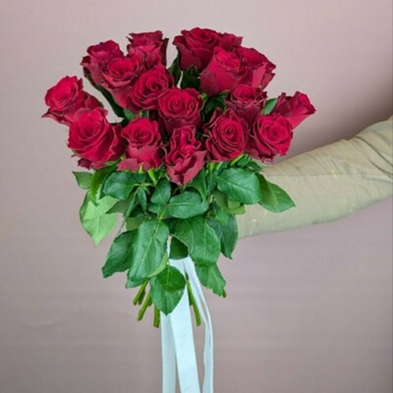Букет из 19 бордовых роз, стандартный