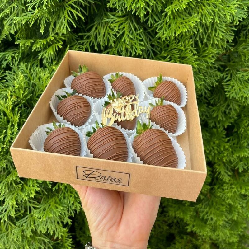 9 клубник в Шоколаде « Happy birthday», стандартный