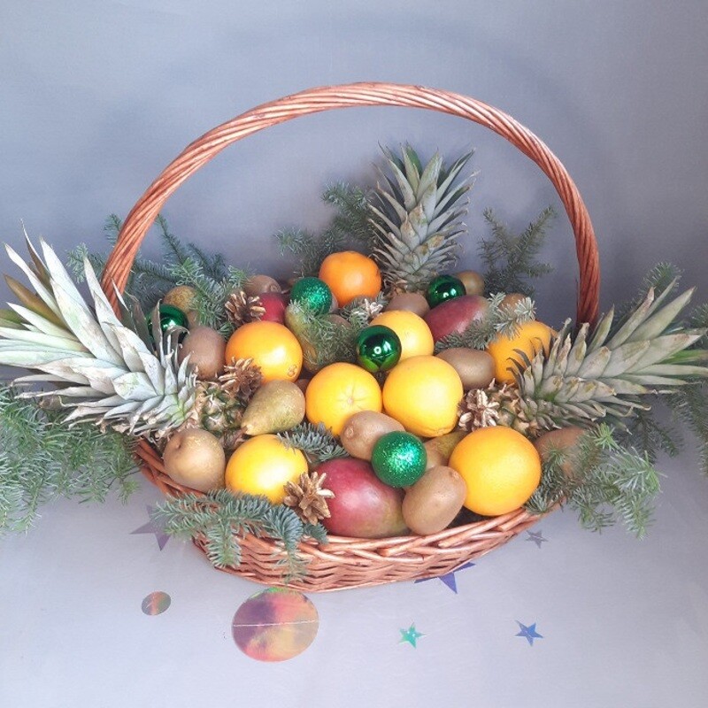 Корзина с фруктами Новогодняя №2, премиум