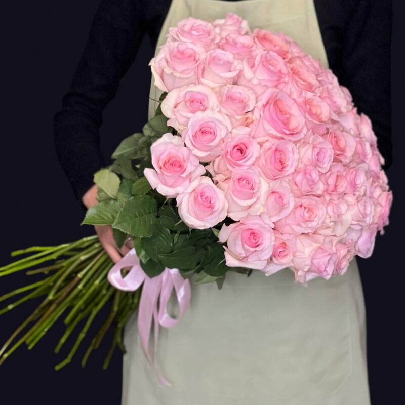 51 розовая роза, премиум