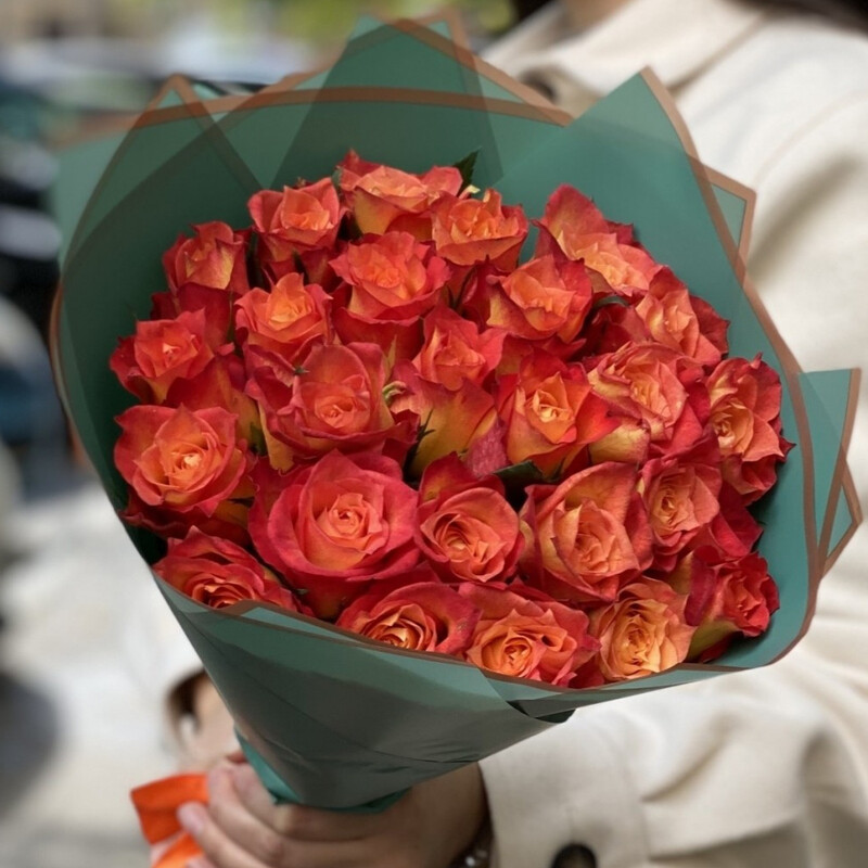 Букет из 25 оранжевых роз  , букет из 25 оранжевых роз  