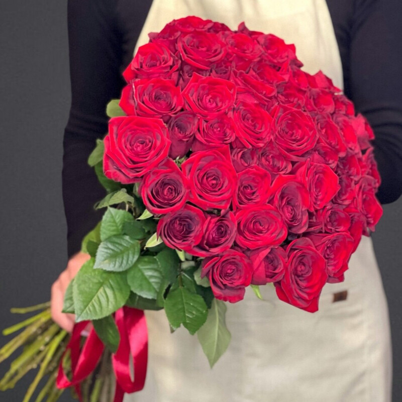 51 красная роза, премиум