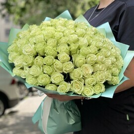 101 Белая  роза в упаковке