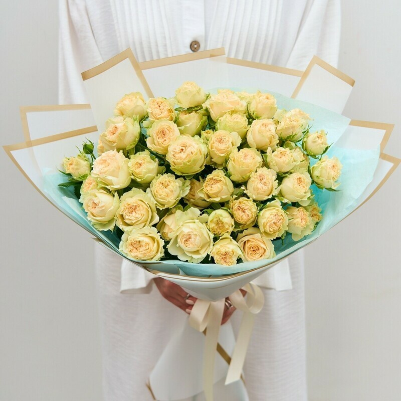 11 Кустовых Французских Кремовых Роз, 11 роз