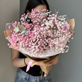 Букет из пышной розовой гипсофилы