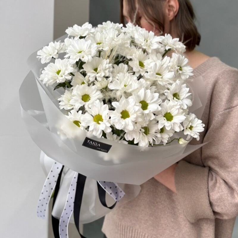 Букет из хризантемы и стифы размер S, стандартный