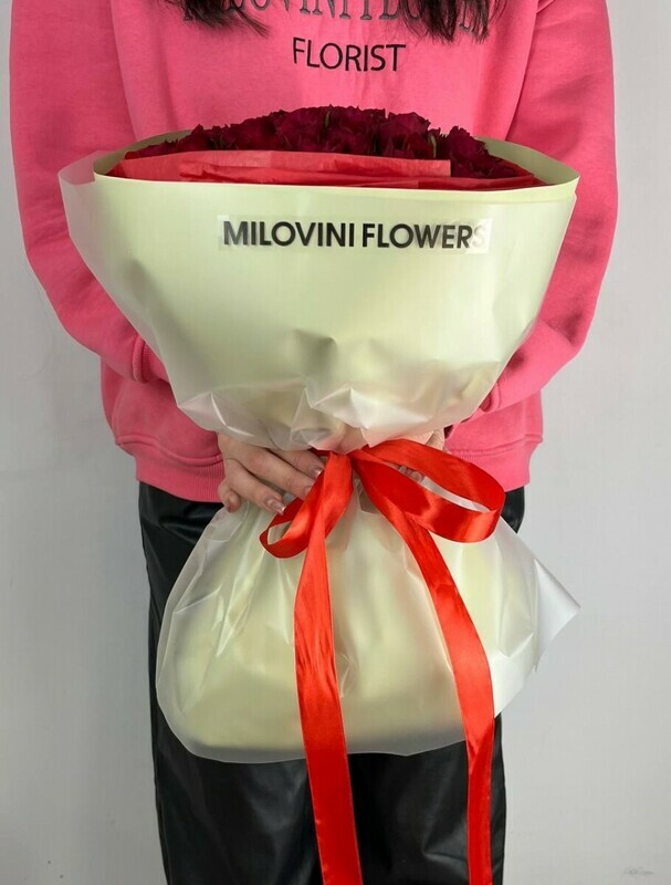 Букет из 25 красных кенийских роз, стандарт