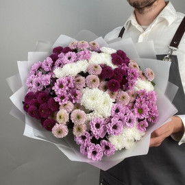 Bouquet of 25 mixed bush chrysanthemums in designer design 50 cm