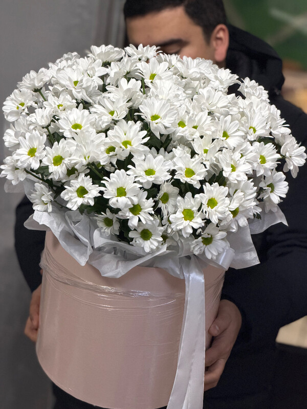 Огромная коробка с хризантемами , стандартный